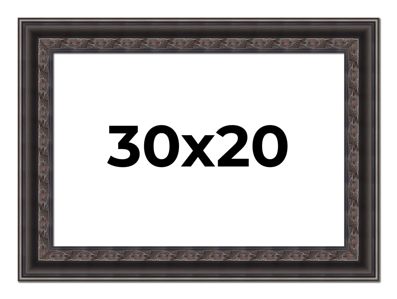 20x30 3.5" Wide Ornate Picture Frame with UV-Resistant Acrylic & Acid Free Backing, Available in 2 Finishes - Black and Brown
